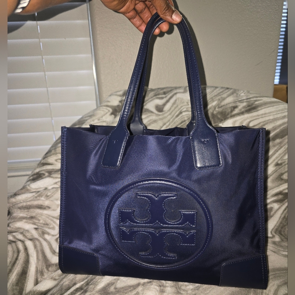 Tory Burch Nylon Leather Tote Bag (Navy Blue)